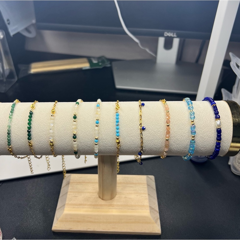Handcrafted precious stone dainty bracelets